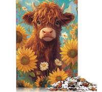 Jigsaw Puzzle Cute_baby_Highland_cow 1000 Piece Jigsaw Puzzles Wooden Jigsaw for Adults & Challenge Family 1000pcs (75x50cm)