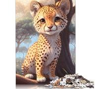 Jigsaw Puzzle Cute Cheetah Baby Nursery 500 Piece Jigsaw Puzzles Wooden Jigsaw Puzzle for Adults 18+ Educational Games 500pcs (52x38cm)