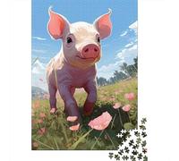 Jigsaw Puzzle Cute Pig 1000 Piece Jigsaw Puzzles Paper Jigsaw for Adults & Challenge Family 1000pcs (38x26cm)