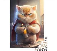Jigsaw Puzzle Cute Superhero Kitten Cat Jigsaw Puzzles for Adults 1000 Pieces Wooden Jigsaw Wall Art Puzzle Games 1000pcs (75x50cm)