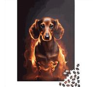 Jigsaw Puzzle Dachshund Fire Jigsaw Puzzles for Adults 1000 Pieces Wooden Jigsaw Wall Art Puzzle Games 1000pcs (75x50cm)