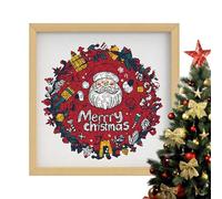 Jigsaw Puzzle - Decorative Christmas,Themed Wooden Wreath Santa Claus Tree, Train Design Engaging Organic Patterns | Fun Holiday Puzzle for Family, Friends, Teens, Adults, All Ages