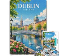 Jigsaw Puzzle Dublin Ireland Cityscape Illustration 1000pcs (52x38cm) | For patient puzzlers who like detailed images: Adult jigsaw puzzle with 1000 pieces fits a regular jigsaw hobby.