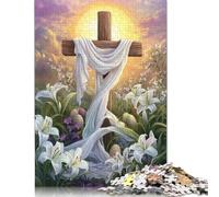 Jigsaw Puzzle Easter Cross 1000 Piece Jigsaw Puzzles Paper Jigsaw for Adults & Challenge Family 1000pcs (38x26cm)
