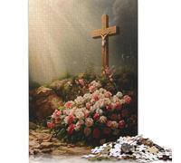 Jigsaw Puzzle Easter Cross Jigsaw Puzzles for Adults 1000 Pieces Paper Jigsaw Wall Art Puzzle Games 1000pcs (38x26cm)