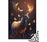 Jigsaw Puzzle Fantasy Butterflies Deer 1000 Piece Jigsaw Puzzles Wooden Jigsaw for Adults & Challenge Family 1000pcs (75x50cm)