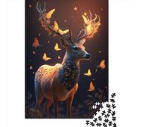 Jigsaw Puzzle Fantasy Butterflies Deer Jigsaw Puzzles for Adults 500 Pieces Wooden Jigsaw Wall Art Puzzle Games 500pcs (52x38cm)