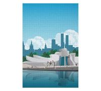 Jigsaw Puzzle Featuring Bilbao Travel Print, for Adults, 1000 PCS