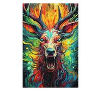 Jigsaw Puzzle Featuring Colorful Deer Portrait, for Adults, 1000 PCS