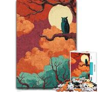 Jigsaw Puzzle Featuring Owl on A Branch Under The Moon, for Adults, 500 PCS