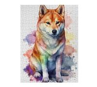 Jigsaw Puzzle Featuring Shiba Inu Watercolor Dog, for Adults, 500 PCS | Tabletop activity for celebrations: hands-on indoor leisure.