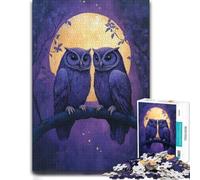 Jigsaw Puzzle Featuring Two Owls Under The Moonlight, for Adults, 500 PCS
