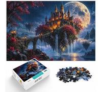 Jigsaw Puzzle Floating Castle Moon Waterfall 1000pcs (38x26cm) for Adults | For rainy days at home, this adult jigsaw puzzle with 1000 pieces brings a classic challenge to rainy-day downtime.
