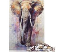 Jigsaw Puzzle For Abstract African Elephant 1000 Piece Jigsaw Puzzles for Adults Wooden Jigsaw Puzzles for Adults & Stress Reliever 1000pcs (75x50cm)