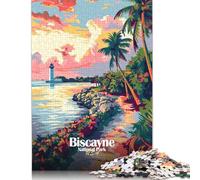 Jigsaw Puzzle for Adults 1000 Biscayne National Park Travel Poster Puzzle for Adults Woodenboard Puzzles Fun at Home Activities, Birthday Present,Travel Gifts 1000pcs (75x50cm)