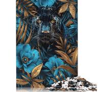 Jigsaw Puzzle for Adults 1000 Floral Black Panther Puzzle for Adults Woodenboard Puzzles Fun at Home Activities, Birthday Present,Travel Gifts 1000pcs (75x50cm)