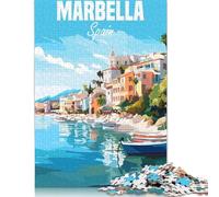 Jigsaw Puzzle for Adults 1000 Marbella Spain Travel Post Puzzle for Adults Paperboard Puzzles Fun at Home Activities, Birthday Present,Travel Gifts 38x26cm/1000pcs