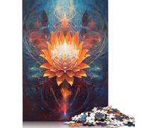 Jigsaw Puzzle for Adults 1000 Orange Lotus in Cosmic Bloom Puzzle for Adults Woodenboard Puzzles Fun at Home Activities, Birthday Present,Travel Gifts 1000pcs (75x50cm)