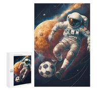 Jigsaw Puzzle for Adults 1000 PCS Astronaut Kicking Soccer Ball in Space -2 Jigsaw Brain Teaser Game Precision Cutting Parent-child Interaction 1000 PCS