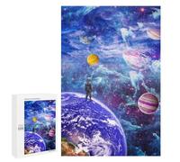 Jigsaw Puzzle for Adults 1000 PCS Astronaut on Earth Gazing at Planets Jigsaw Brain Teaser Game Precision Cutting Parent-child Interaction 1000 PCS
