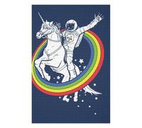 Jigsaw Puzzle for Adults 1000 PCS Astronaut Riding Unicorn Rainbow Puzzles for Adults Anti-Stress Toys Precision Cutting Unique Gifts for Birthday And Christmas 1000 PCS