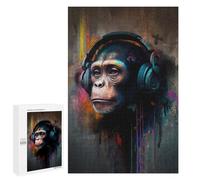 Jigsaw Puzzle for Adults 1000 PCS Banksy Monkey Headphones Teenagers Puzzles Relaxing Games Presents for Women Unique Gifts for Birthday And Christmas 1000 PCS