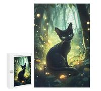 Jigsaw Puzzle for Adults 1000 PCS Black Cat in Enchanted Forest Teenagers Puzzles Family Games Difficult Hard for Is Ideal As A Gift 1000 PCS