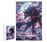 Jigsaw Puzzle for Adults 1000 PCS Black Kitsune Sakura Teenagers Puzzles Relaxing Games Presents for Women Unique Gifts for Birthday And Christmas 1000 PCS