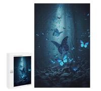Jigsaw Puzzle for Adults 1000 PCS Blue Butterfly Forest Jigsaw Brain Teaser Game Precision Cutting Parent-child Interaction 1000 PCS