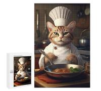 Jigsaw Puzzle for Adults 1000 PCS Cat Chef Pan Cook Teenagers Puzzles Family Games Difficult Hard for Is Ideal As A Gift 1000 PCS