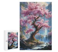 Jigsaw Puzzle for Adults 1000 PCS Cherry Blossom Waterfall Landscape-2 Jigsaws for Adults Puzzle Difficult Challenge Difficult And Challenge Brainteaser Family Games 1000 PCS