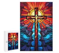 Jigsaw Puzzle for Adults 1000 PCS Christian Cross Jesus Jigsaw Brain Teaser Game Precision Cutting Parent-child Interaction 1000 PCS