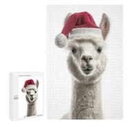 Jigsaw Puzzle for Adults 1000 PCS Christmas Alpaca with Santa Hat Teenagers Puzzles Brain Teaser Game Analysis And Logic for Is Ideal As A Gift 1000 PCS