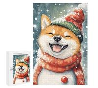 Jigsaw Puzzle for Adults 1000 PCS Christmas Shiba Inu Dog Art Print-2 Puzzle For Teenagers Difficult Hard Wishlist with Santa Claus Challenging Family Fun Game 1000 PCS
