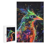 Jigsaw Puzzle for Adults 1000 PCS Colorful Bird Painting on Black Background Jigsaw for Adults Anti-Stress Toys Enhance Memory Birthday And Unique Gifts 1000 PCS