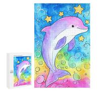 Jigsaw Puzzle for Adults 1000 PCS Colorful Dolphin Watercolor Art Print Puzzle For Teenagers Difficult Hard Wishlist with Santa Claus Challenging Family Fun Game 1000 PCS