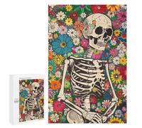 Jigsaw Puzzle for Adults 1000 PCS Colorful Floral Skeleton Art Print Puzzle For Teenagers Difficult Hard Wishlist with Santa Claus Challenging Family Fun Game 1000 PCS