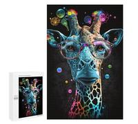 Jigsaw Puzzle for Adults 1000 PCS Colorful Giraffe with Glasses Art Print-4 Puzzle for Adults Family Games But Fun And Humorous Difficult And Challenge 1000 PCS