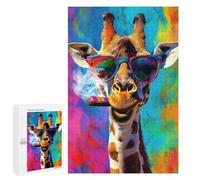 Jigsaw Puzzle for Adults 1000 PCS Cool Giraffe with Cigar Jigsaw Brain Teaser Game Precision Cutting Parent-child Interaction 1000 PCS