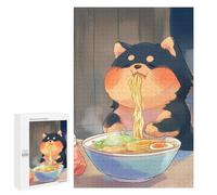 Jigsaw Puzzle for Adults 1000 PCS Cute Dog Eating Ramen - Shiba Inu Adult Jigsaw Hands-on Game Wall Decoration Birthday And Unique Gifts 1000 PCS
