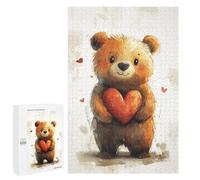 Jigsaw Puzzle for Adults 1000 PCS Cute Teddy Bear Holding Heart Puzzle For Teenagers Difficult Hard Wishlist with Santa Claus Challenging Family Fun Game 1000 PCS