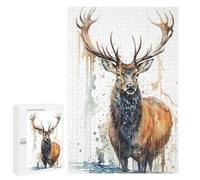 Jigsaw Puzzle for Adults 1000 PCS Deer Watercolor Adult Jigsaw Hands-on Game Wall Decoration Birthday And Unique Gifts 1000 PCS