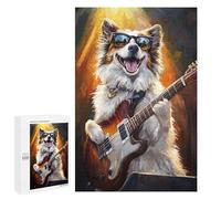 Jigsaw Puzzle for Adults 1000 PCS Dog Playing Guitar Art Print Puzzle For Teenagers Difficult Hard Wishlist with Santa Claus Challenging Family Fun Game 1000 PCS