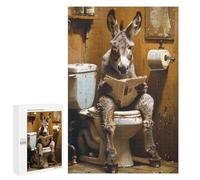 Jigsaw Puzzle for Adults 1000 PCS Donkey Reading Newspaper in Bathroom Puzzle For Teenagers Difficult Hard Wishlist with Santa Claus Challenging Family Fun Game 1000 PCS