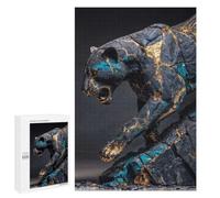 Jigsaw Puzzle for Adults, 1000 PCS, Featuring Ancient Kintsugi Stone Panther Statue, Classic Jigsaw Entertainment for The Home, for Family Fun