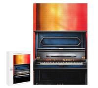 Jigsaw Puzzle for Adults, 1000 PCS, Featuring Blue Piano Against Red Wall, A Creative Way to Unwind after A Busy Day, for Cosy Nights