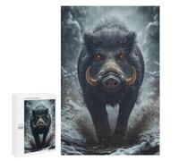 Jigsaw Puzzle for Adults, 1000 PCS, Featuring Charging Wild Boar in Winter Forest, Classic Jigsaw Entertainment for The Home, for Family Fun