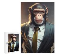 Jigsaw Puzzle for Adults, 1000 PCS, Featuring Chimpanzee in Suit Portrait, A Creative Way to Unwind after A Busy Day, for Puzzle Fans