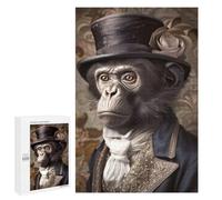 Jigsaw Puzzle for Adults, 1000 PCS, Featuring Chimpanzee in Victorian Attire Portrait, A Satisfying Project for Experienced Puzzlers, for Family Nights