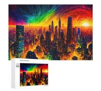 Jigsaw Puzzle for Adults, 1000 PCS, Featuring Cityscape with Rainbow Sky, A Satisfying Project for Experienced Puzzlers, for Quiet Evenings